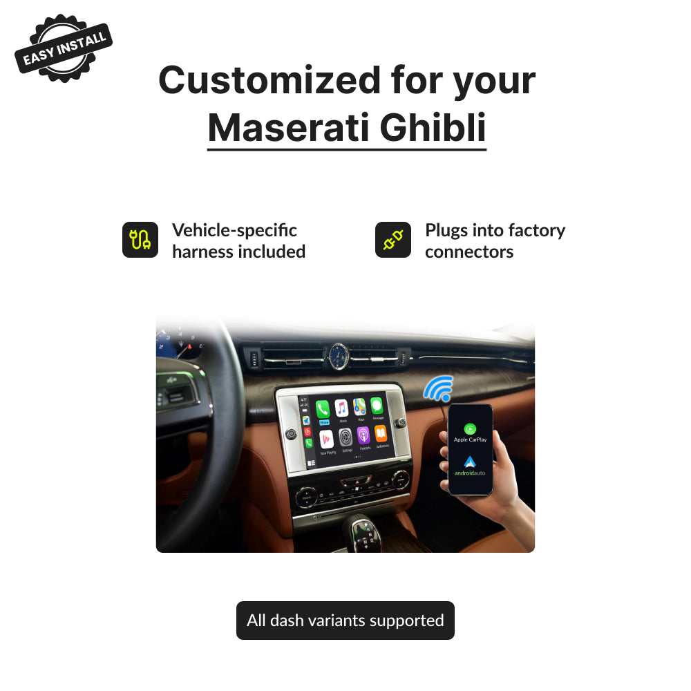 Maserati Ghibli 2014-2016 — Wireless Apple CarPlay & Android Auto Module 2014
