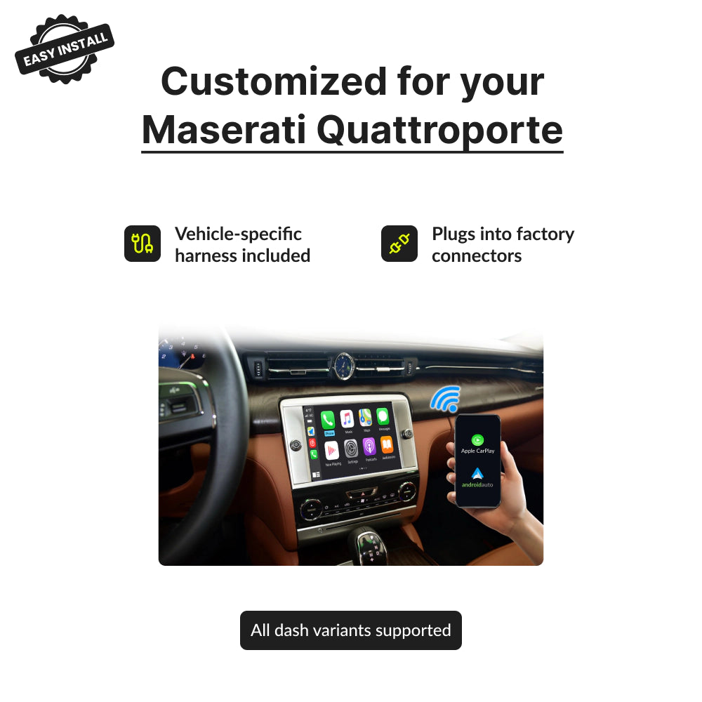 Maserati Quattroporte 2014-2016 — Wireless Apple CarPlay & Android Auto Module 2014
