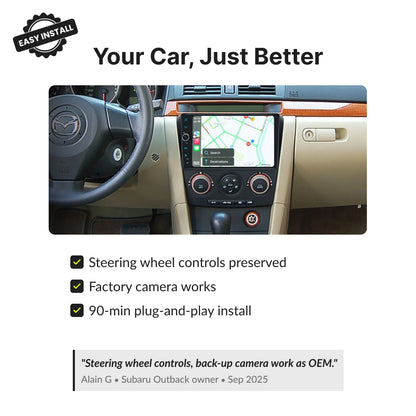 Mazda Series 3 2004-2008 — Premium 9” CarPlay & Android Auto Head Unit 2004