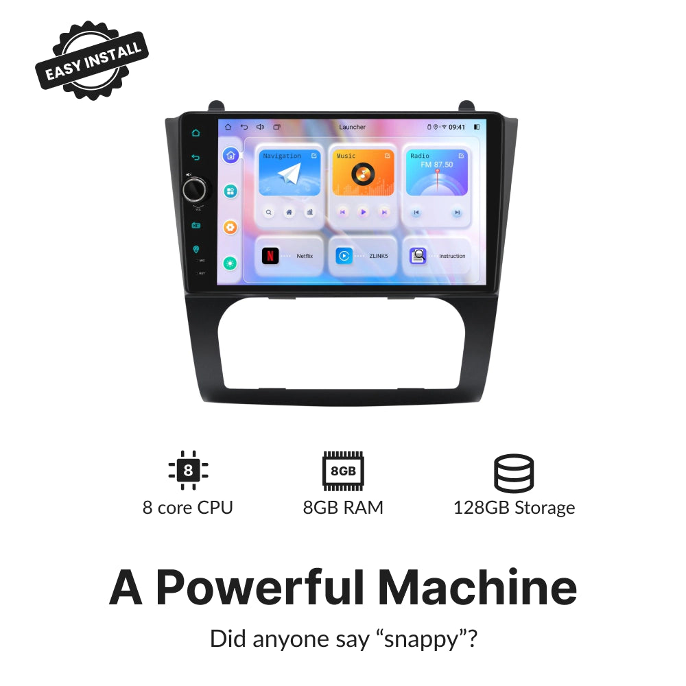 Nissan Altima 2007-2012 9” Android Head Unit with 8-core CPU, 8GB RAM, and 128GB storage for powerful and smooth performance.