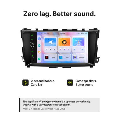 Zero lag and better sound quality featured on 9” Wireless CarPlay Android Head Unit for Nissan Altima 2013-2017 with 2-second boot time.