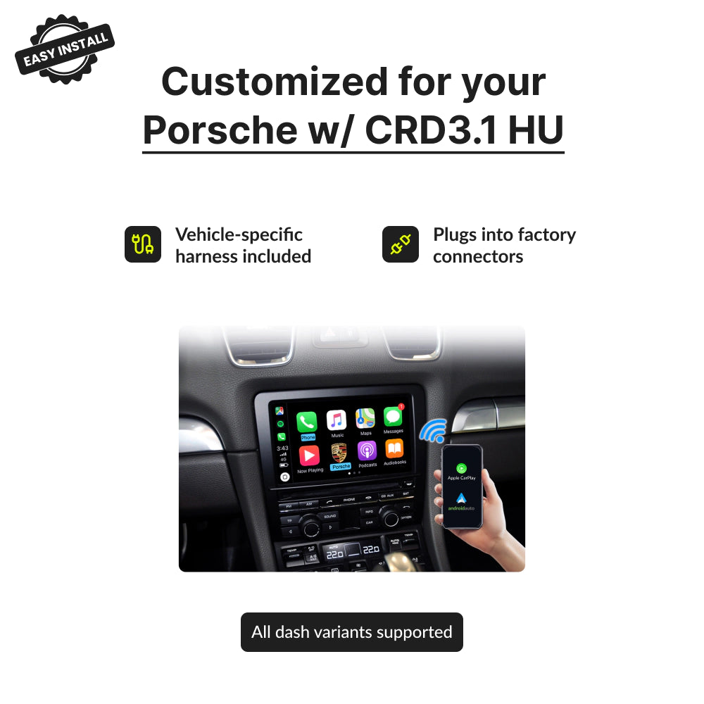 Porsche with CRD3.1 HU — Wireless Apple CarPlay & Android Auto Module