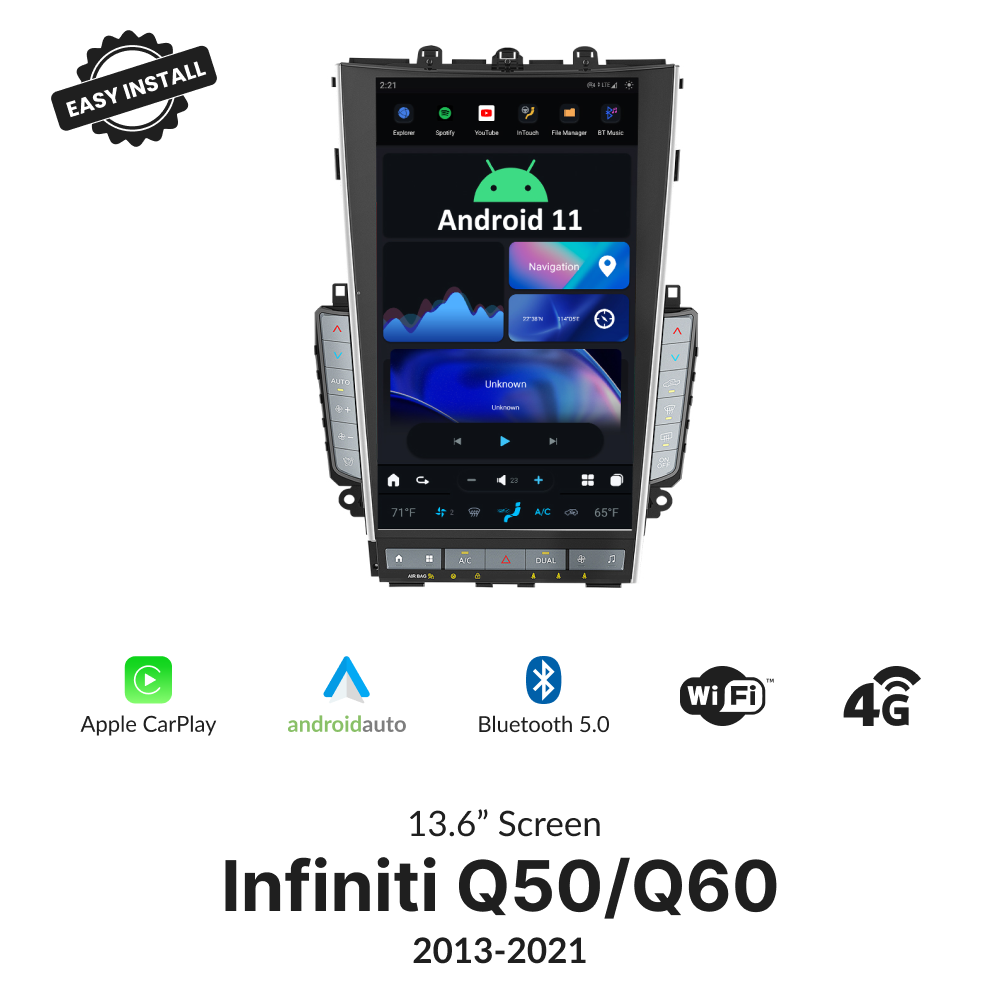 Infiniti Q50/60 2013-2021 — 13.6" Tesla-Style Apple Carplay Screen - Car Tech Studio