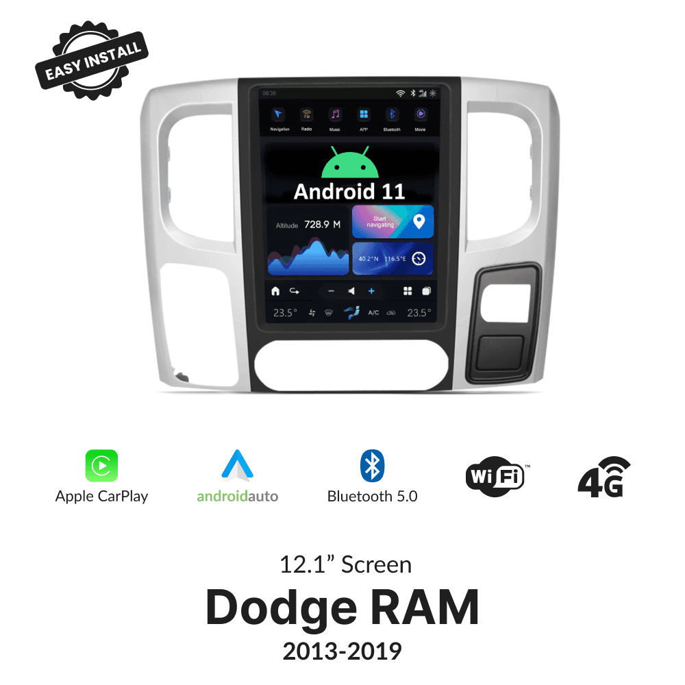 Dodge RAM 2013-2019 — 12.1" Tesla-Style Apple Carplay Screen - Car Tech Studio