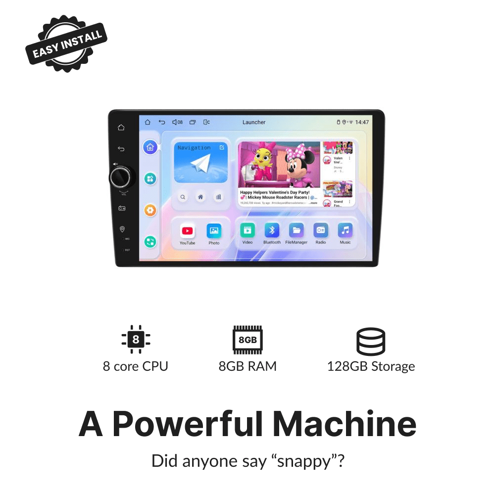 Premium Single Din 9” Universal CarPlay & Android Auto Head Unit with Volume Knob