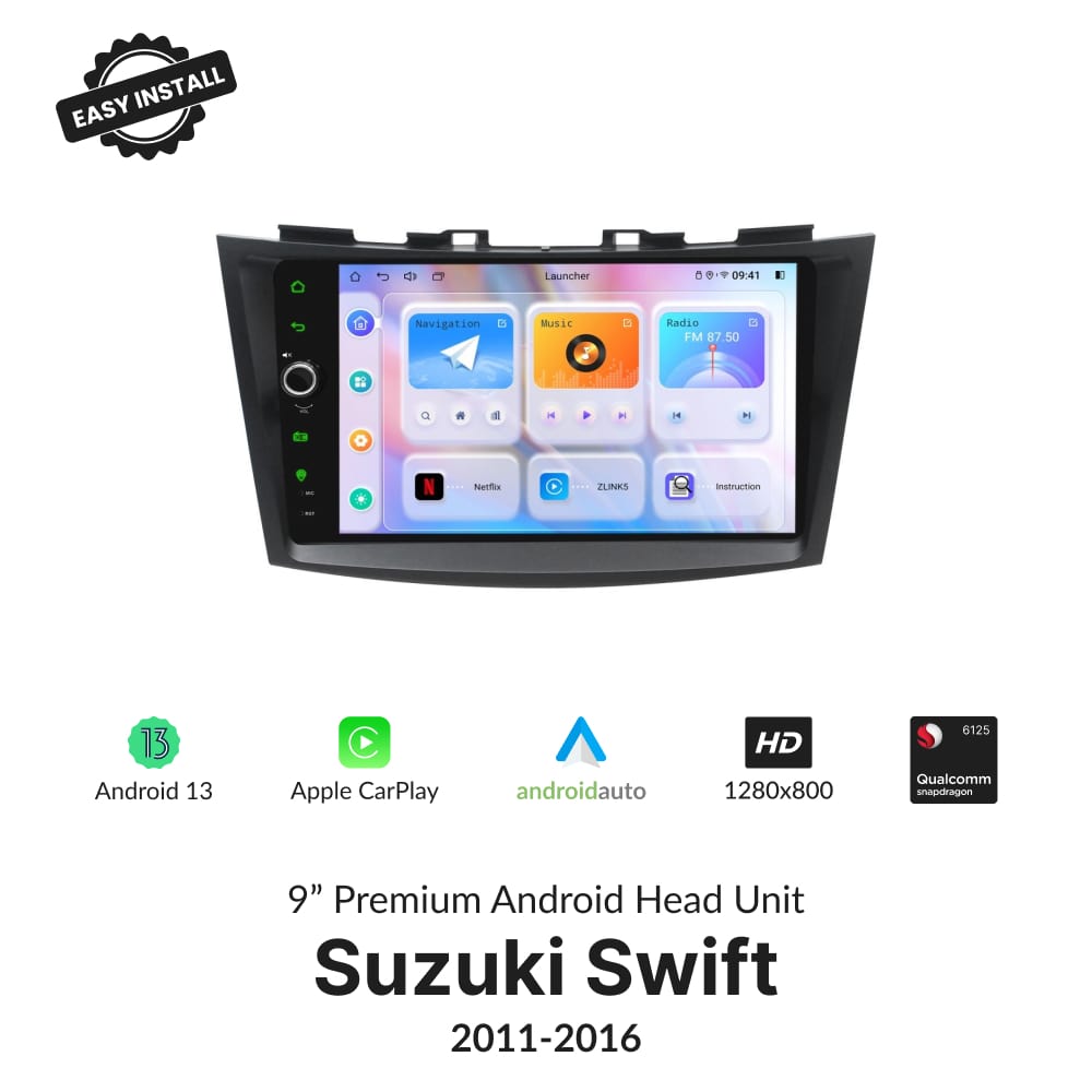 Suzuki Swift 2011-2016 — Premium 9” Carplay & Android Auto Head Unit