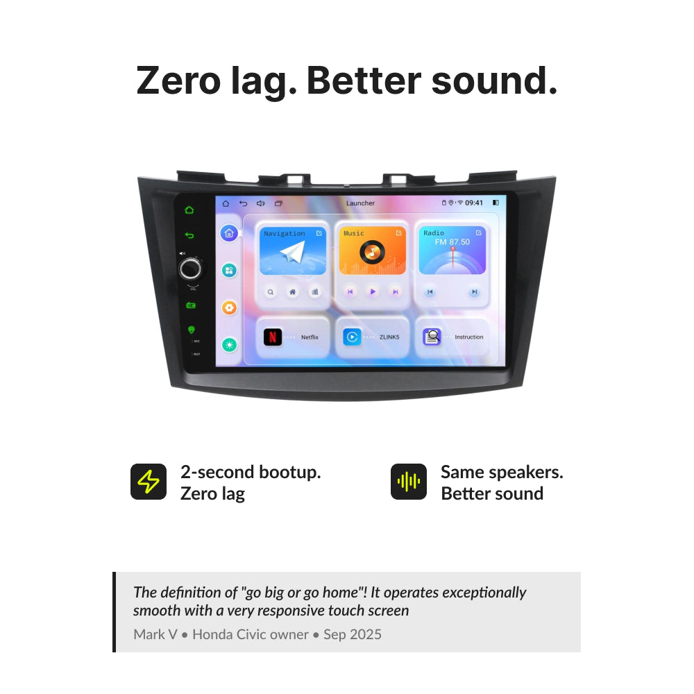 Suzuki Swift 2011-2016 — Premium 9” CarPlay & Android Auto Head Unit 2011