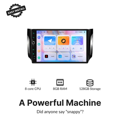 High-performance 10.1” Android Head Unit for Nissan Sentra/Sylphy 2013-2019 with 8-core CPU, 8GB RAM, and 128GB storage for fast multitasking.