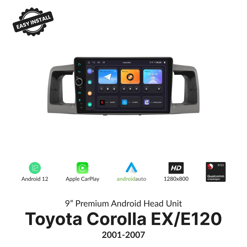 Toyota Corolla EX/E120 2001-2007 — Premium 9” Carplay & Android Auto Head Unit - Car Tech Studio