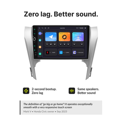 Zero lag and better sound quality on Toyota Aurion 2012-2014 10.1” Android Head Unit with fast 2-second boot time.