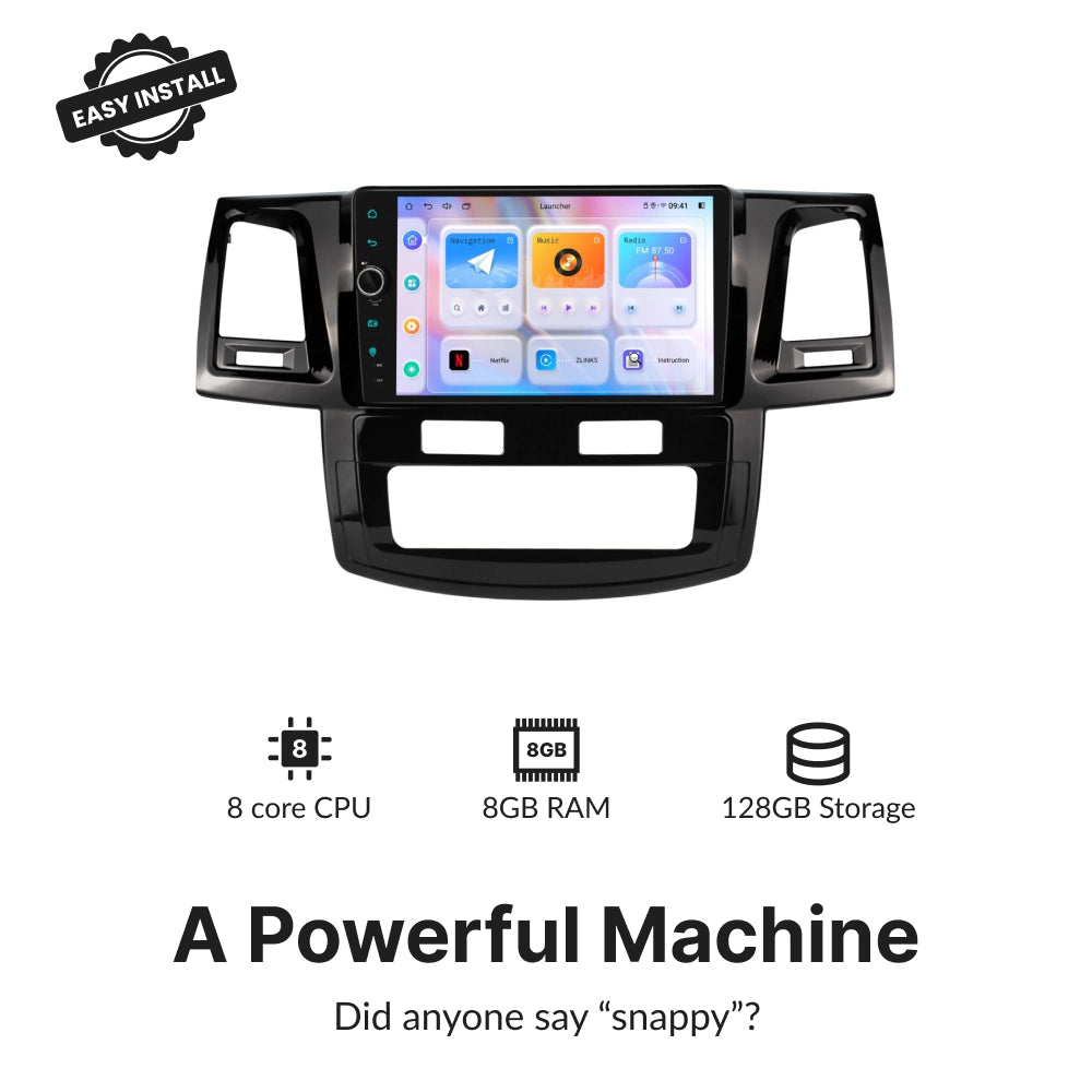 Toyota Fortuner Hilux 2007-2015 — Premium 9” CarPlay & Android Auto Head Unit Automatic / 2007