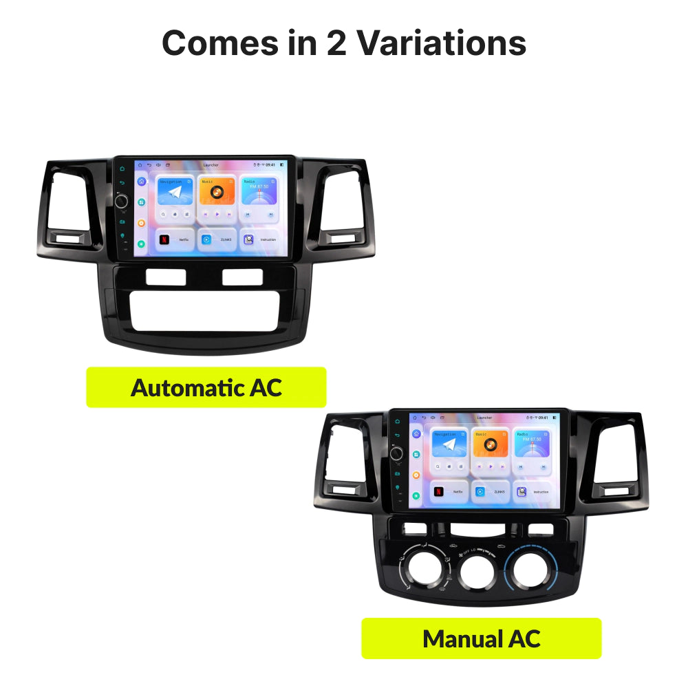 Toyota Fortuner Hilux 2007-2015 — Premium 9” CarPlay & Android Auto Head Unit Automatic / 2007