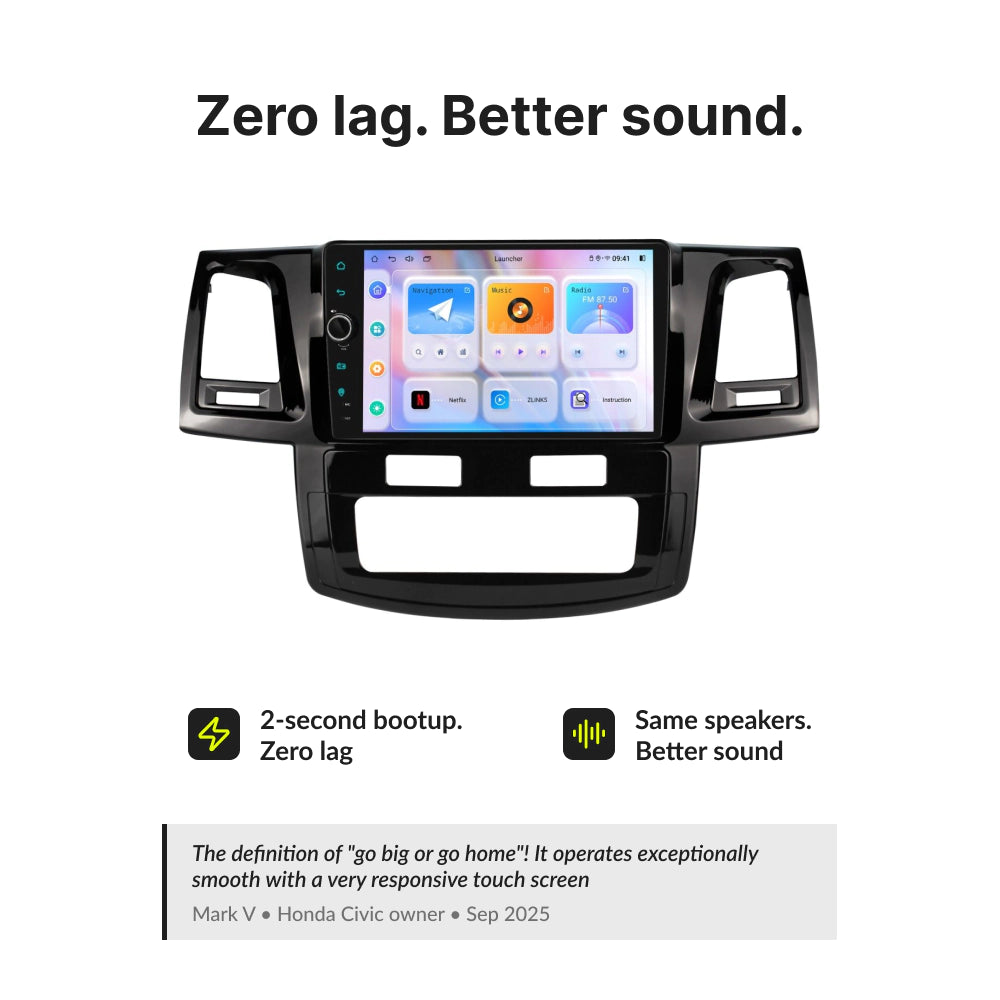 Toyota Fortuner Hilux 2007-2015 — Premium 9” CarPlay & Android Auto Head Unit Automatic / 2007