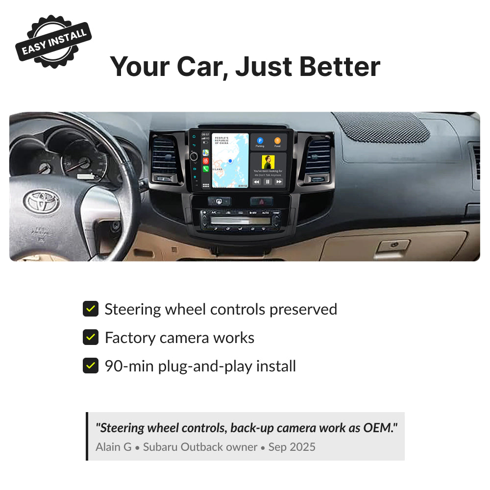 Toyota Fortuner Hilux 2007-2015 — Premium 9” CarPlay & Android Auto Head Unit Automatic / 2007