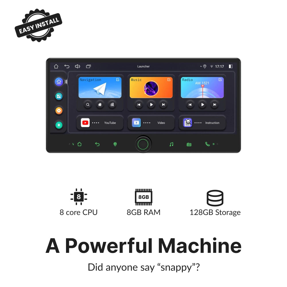 High-performance 12.3” Android Head Unit for Toyota GT86 2012-2021 with 8-core CPU, 8GB RAM, and 128GB storage for fast operation.