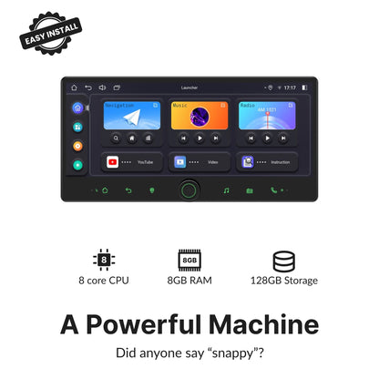 High-performance 12.3” Android Head Unit for Toyota GT86 2012-2021 with 8-core CPU, 8GB RAM, and 128GB storage for fast operation.