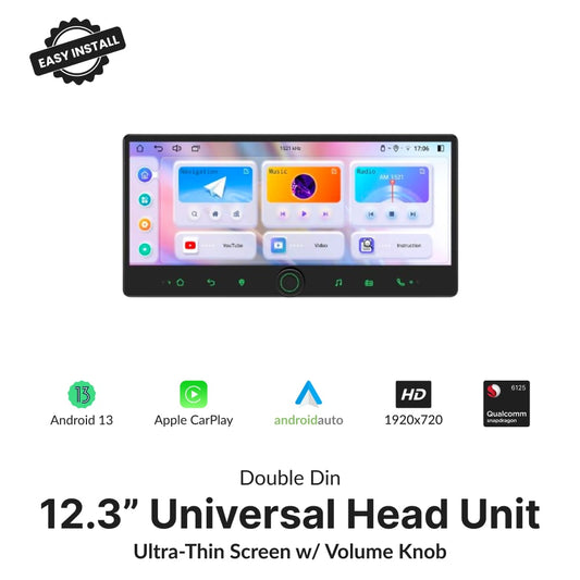 Premium Double Din 12.3” Universal Carplay & Android Auto Head Unit