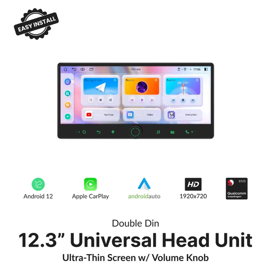 Premium Double Din 12.3” Universal Carplay & Android Auto Head Unit - Car Tech Studio