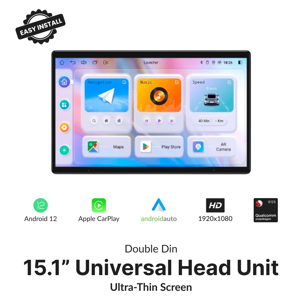 Premium Double Din 15.1” Universal Carplay & Android Auto Head Unit - Car Tech Studio