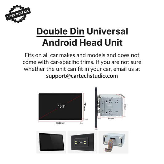 Premium Double Din 15.1” Universal Carplay & Android Auto Head Unit