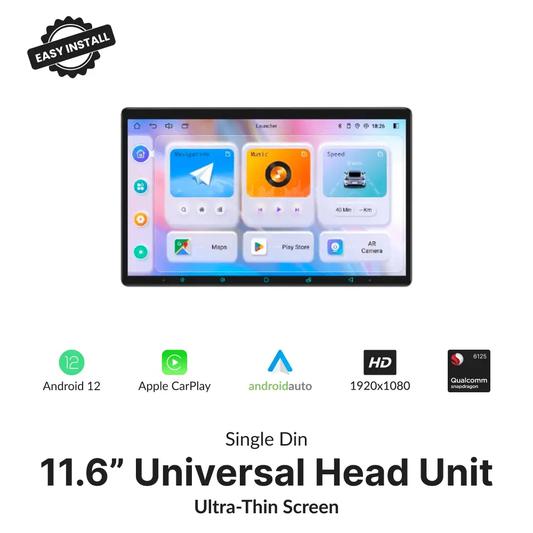 Premium Single Din 11.6” Universal Carplay & Android Auto Head Unit - Car Tech Studio