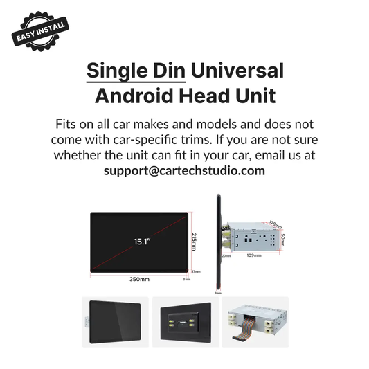 Premium Single Din 15.1” Universal Carplay & Android Auto Head Unit