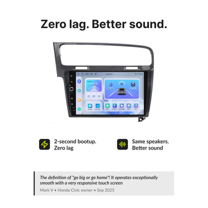 Zero-lag performance and enhanced sound quality on a 10.1” Android Head Unit for Volkswagen Golf 7 MK7 GTI 2013-2017.