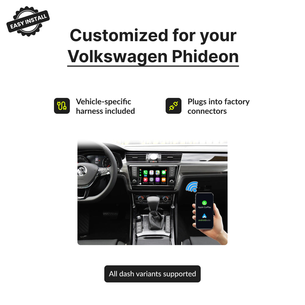 Volkswagen Phideon 2012-2018 — Wireless Apple CarPlay & Android Auto Module 2012