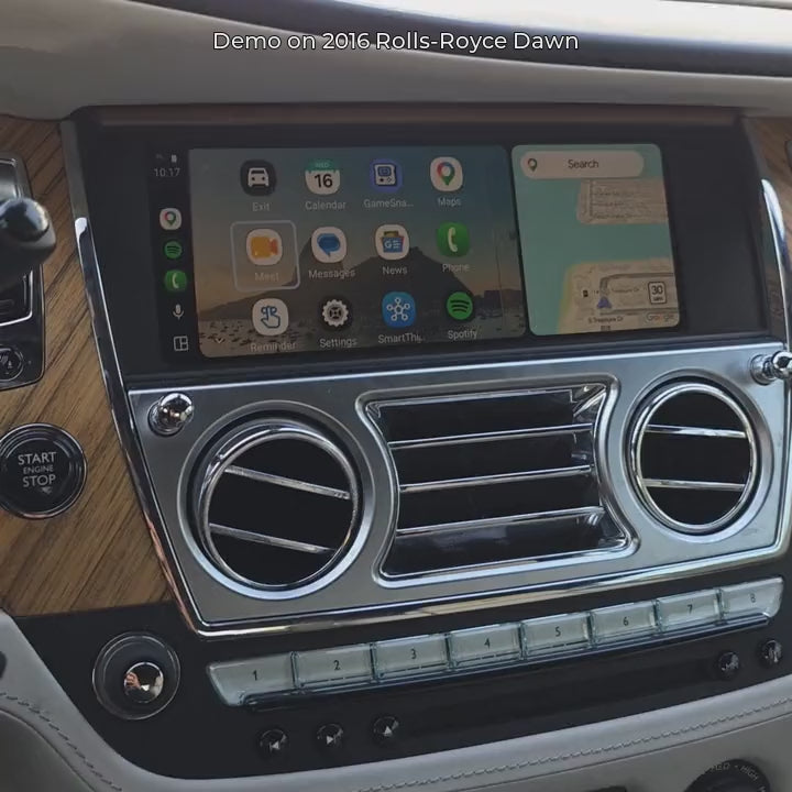 [v:demo|general|customer|id=rr-dawn-1677-demo] Demo on 2016 Rolls-Royce Dawn: customer demonstration of Android Auto on the factory screen.